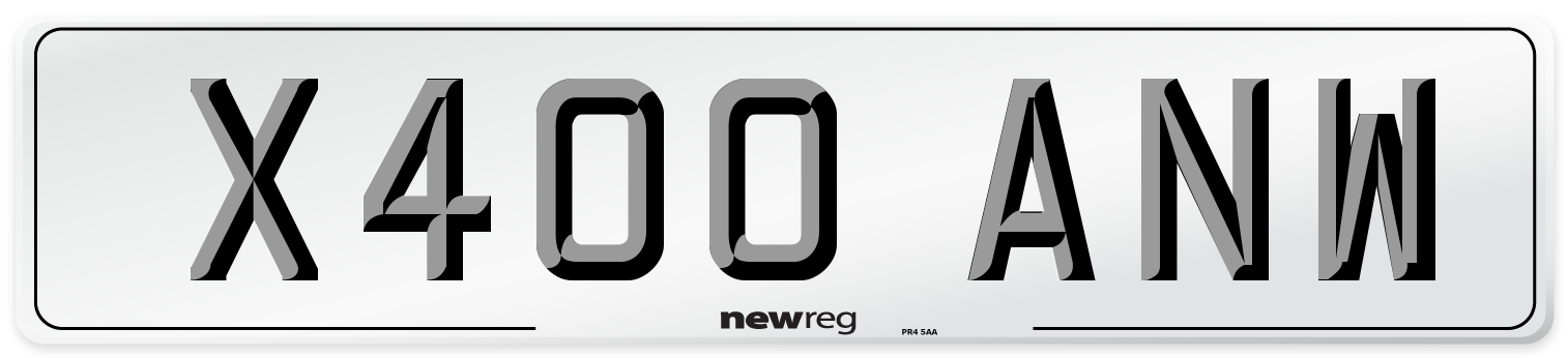 X400 ANW Number Plate from New Reg